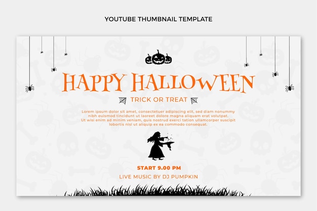 Gratis vector platte happy halloween youtube-miniatuur