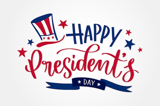 Gratis vector platte happy presidents' day belettering