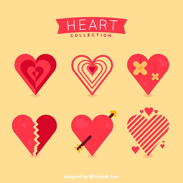 Gratis vector platte hartcollectie