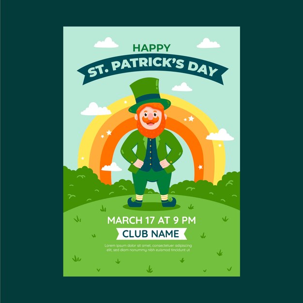 Gratis vector platte heilige patrick's day viering verticale poster sjabloon