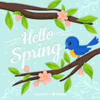 Gratis vector platte hello lente achtergrond