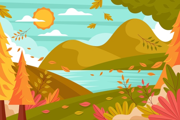 Gratis vector platte herfst achtergrond