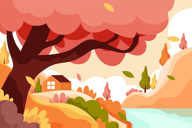 Gratis vector platte herfst achtergrond