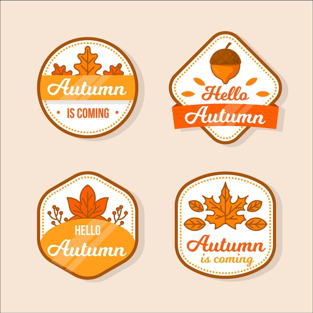 Platte herfst badge collectie