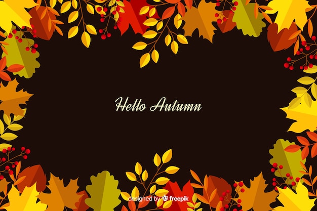 Gratis vector platte herfst bos bladeren achtergrond