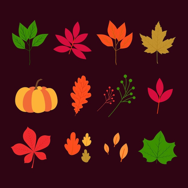 Gratis vector platte herfst elementen collectie