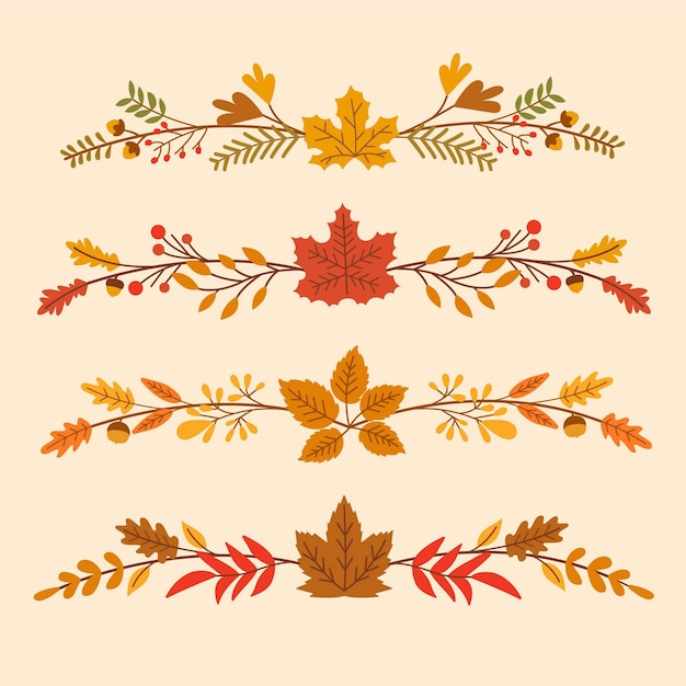 Gratis vector platte herfst ornamenten collectie