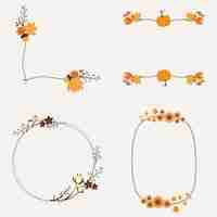 Gratis vector platte herfst ornamenten collectie