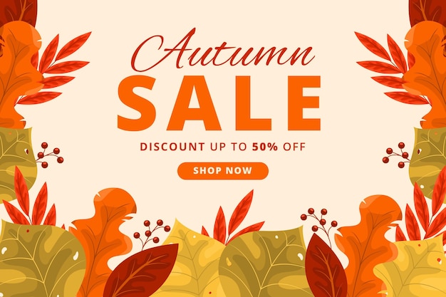 Gratis vector platte herfst verkoop achtergrond