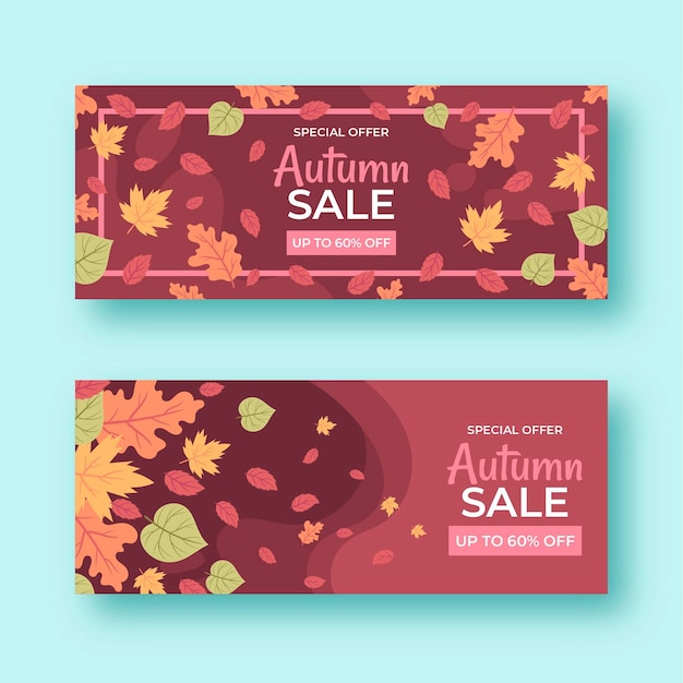 Platte herfst verkoop banners set