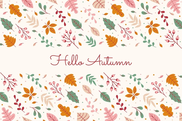 Gratis vector platte herfstbladeren achtergrond