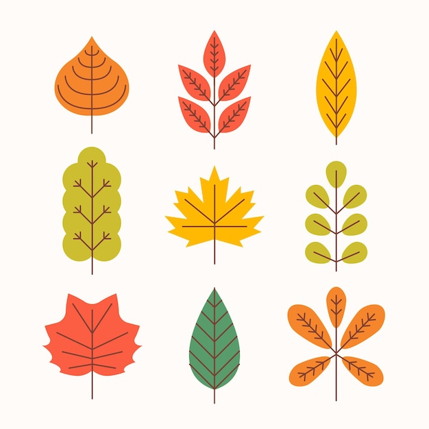 Gratis vector platte herfstbladeren collectie