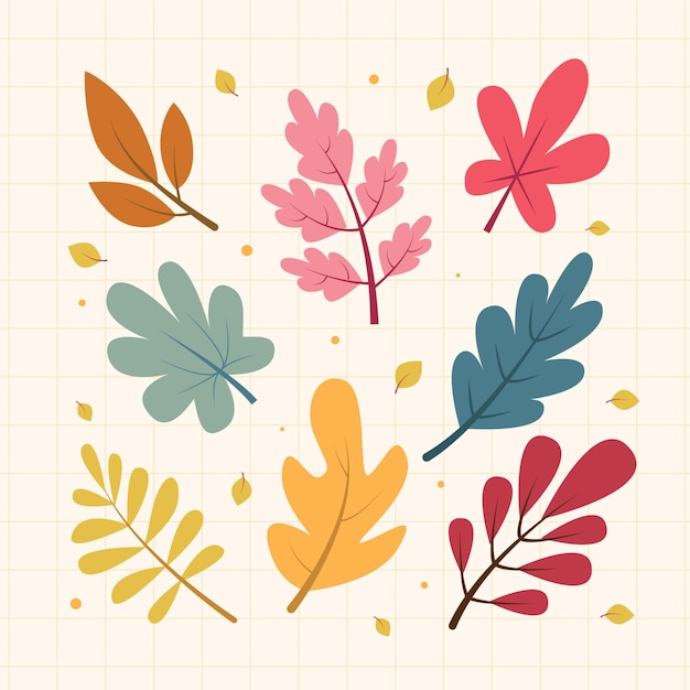 Gratis vector platte herfstbladeren collectie