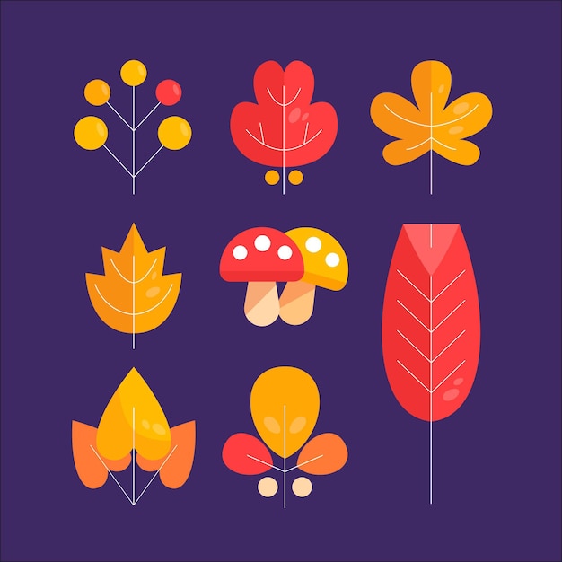 Gratis vector platte herfstbladeren collectie