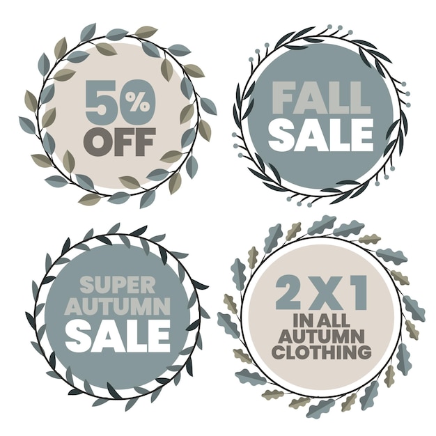 Gratis vector platte herfstverkoop labels collectie