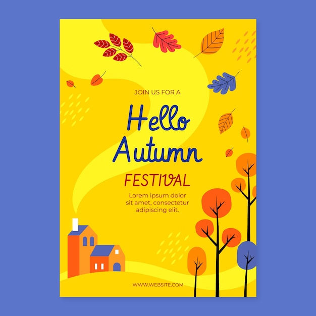 Gratis vector platte herfstviering verticale postersjabloon