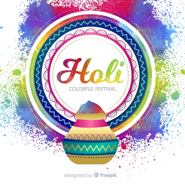 Gratis vector platte holi festival achtergrond