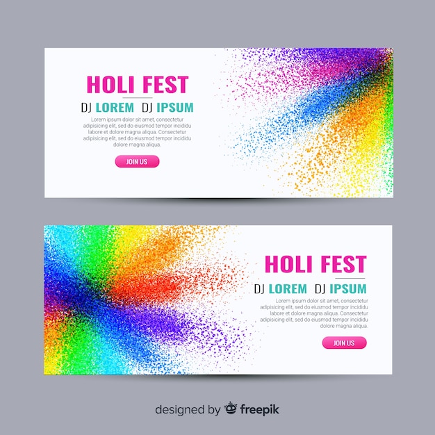 Gratis vector platte holi festival banner