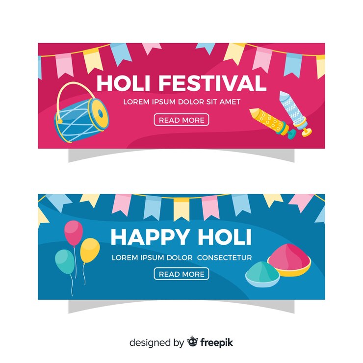 Gratis Vector platte holi festival banner