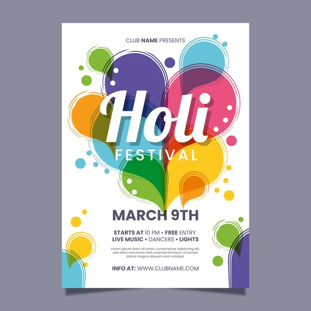 Platte holi festival flyer / festival poster sjabloon