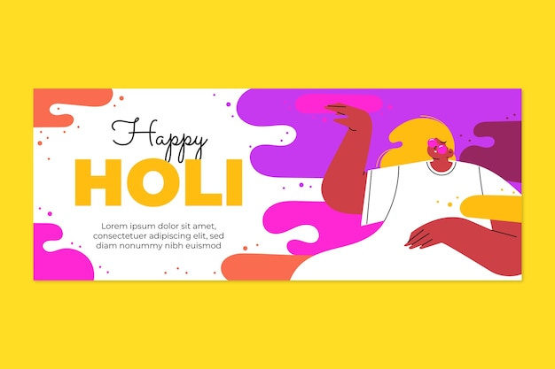 Gratis vector platte holi horizontale banner