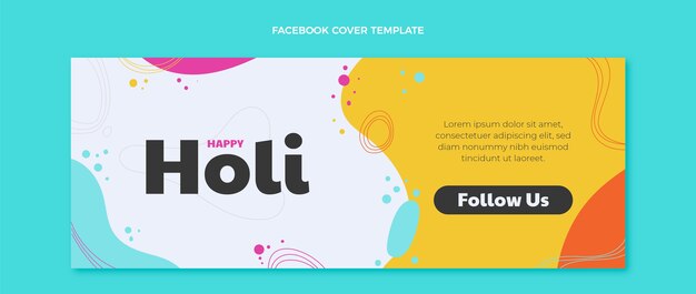 Platte holi sociale media voorbladsjabloon