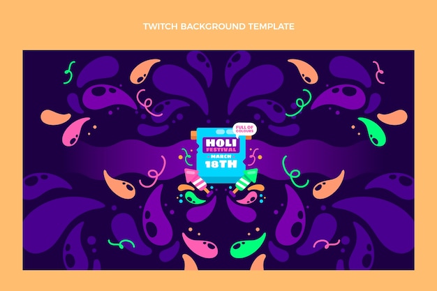 Gratis vector platte holi twitch achtergrond