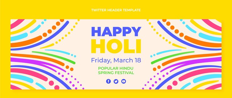Gratis Vector platte holi twitter header