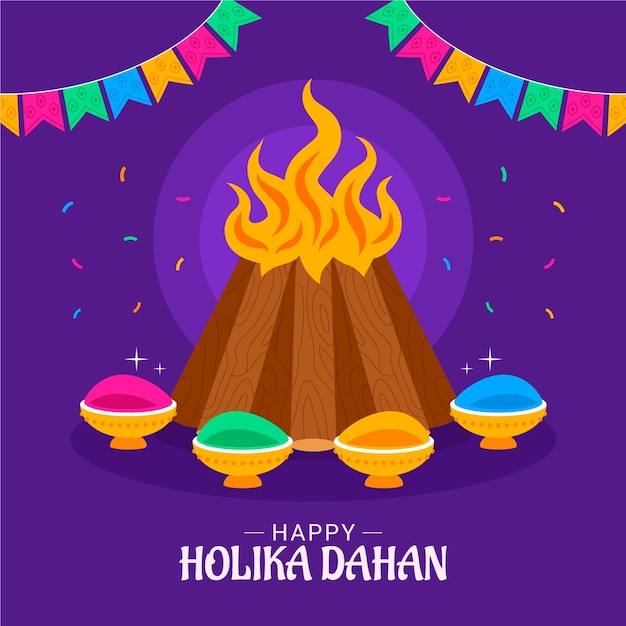 Gratis vector platte holika dahan illustratie