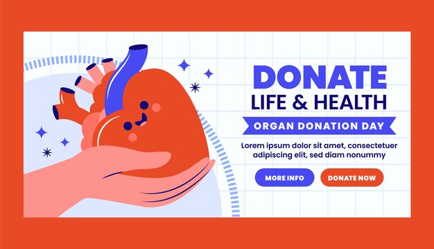 Platte horizontale bannersjabloon voor werelddag voor orgaandonatie