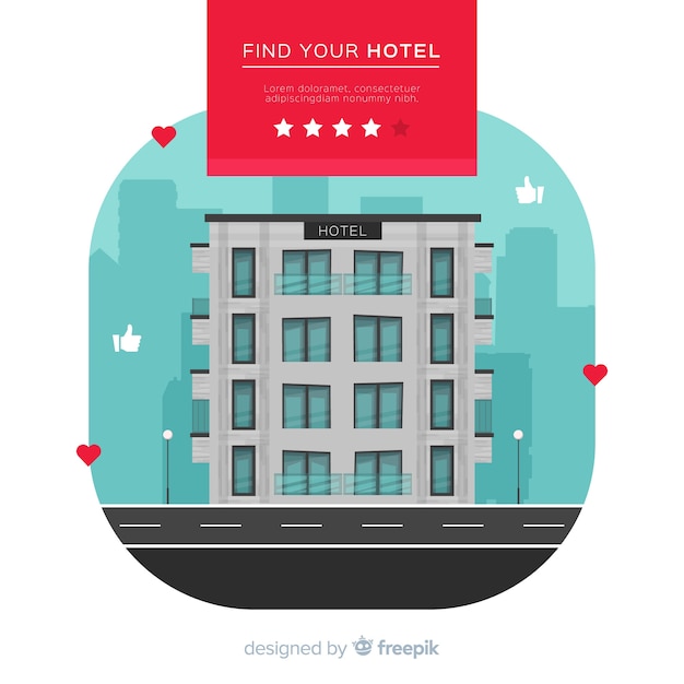 Gratis vector platte hotel beoordeling achtergrond