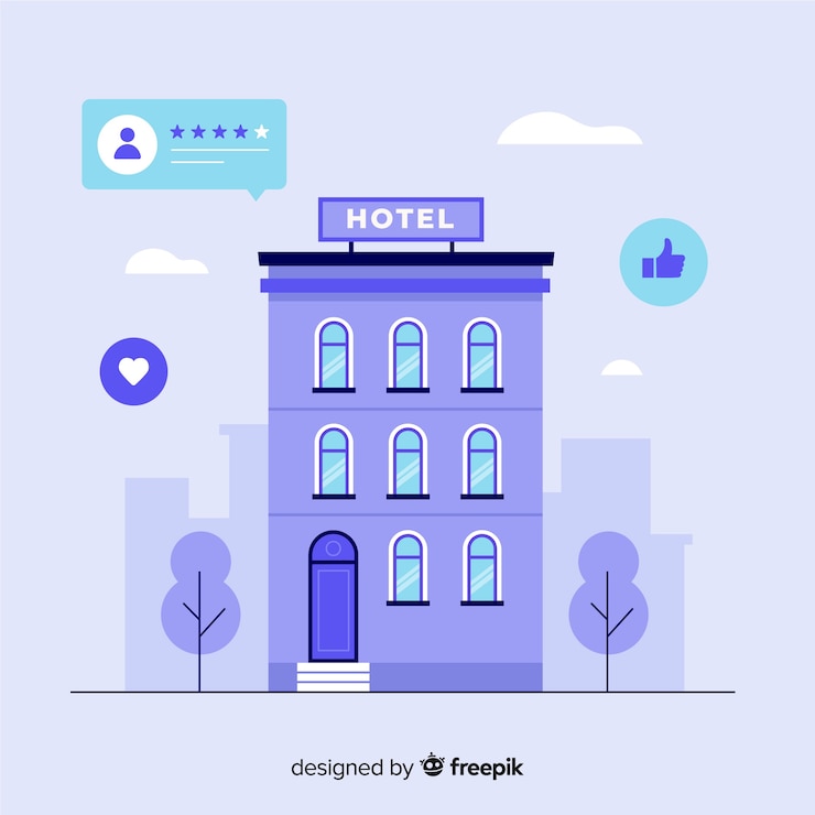 Gratis Vector platte hotel beoordeling achtergrond