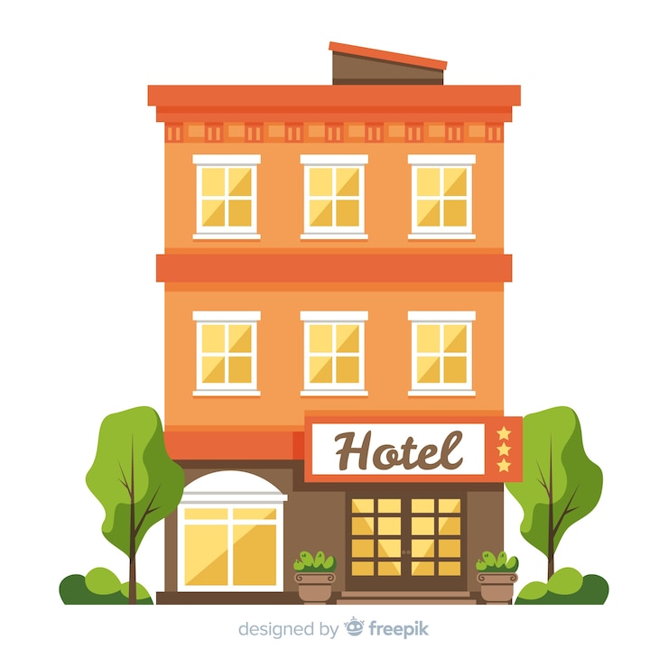 Gratis Vector platte hotel gevel achtergrond