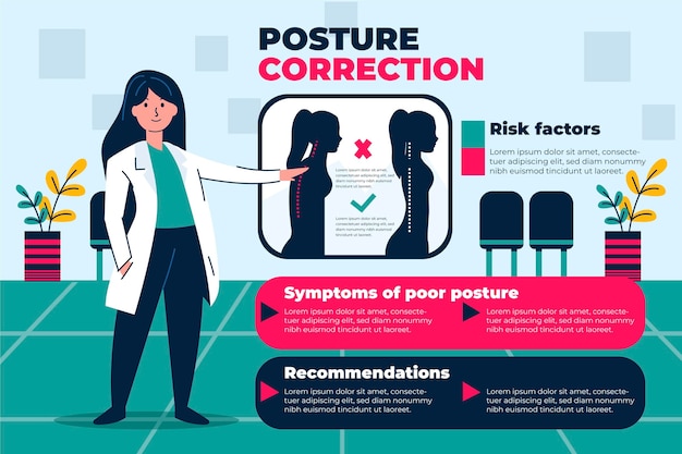 Platte houdingscorrectie infographics