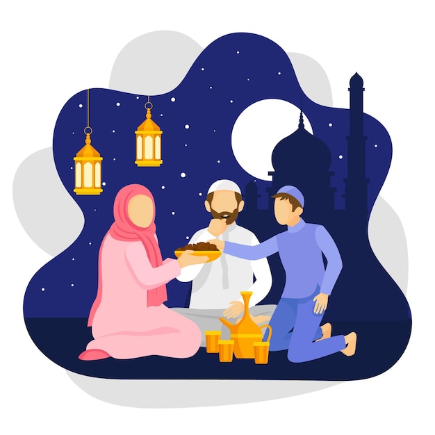 Platte iftar illustratie