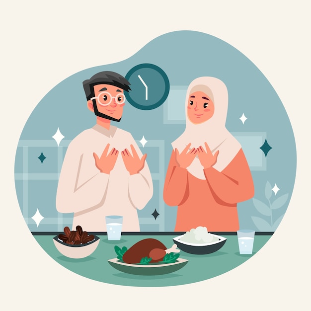 Platte iftar-illustratie