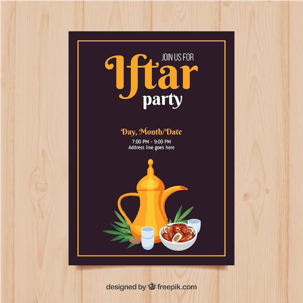 Gratis vector platte iftar-uitnodiging