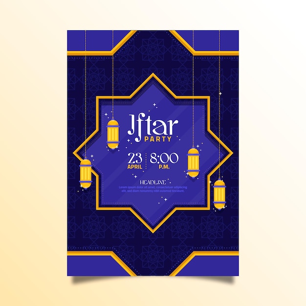 Gratis vector platte iftar verticale poster sjabloon