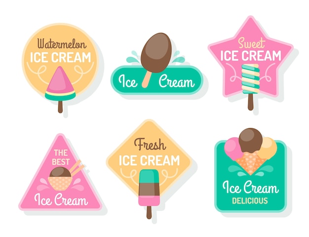 Gratis vector platte ijs label collectie