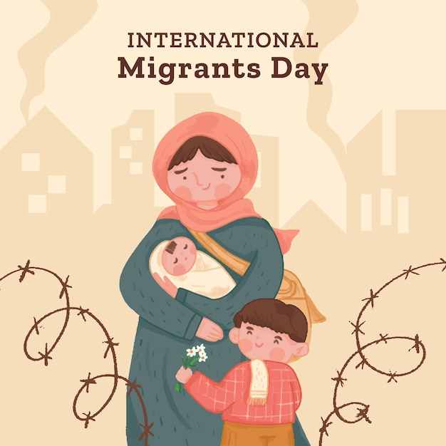 Gratis vector platte illustratie van de dag van de internationale migranten