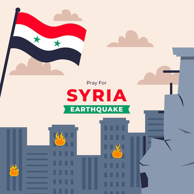 Gratis vector platte illustratie voor de aardbeving in syrië