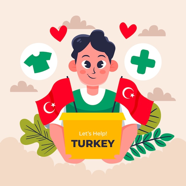 Platte illustratie voor de aardbeving in turkije