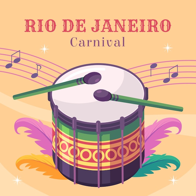 Gratis vector platte illustratie voor de braziliaanse carnavalsviering