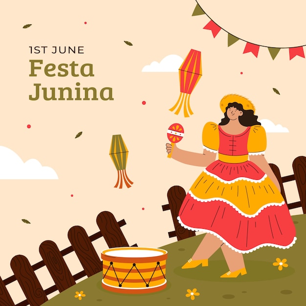 Platte illustratie voor de Braziliaanse festas juninas viering