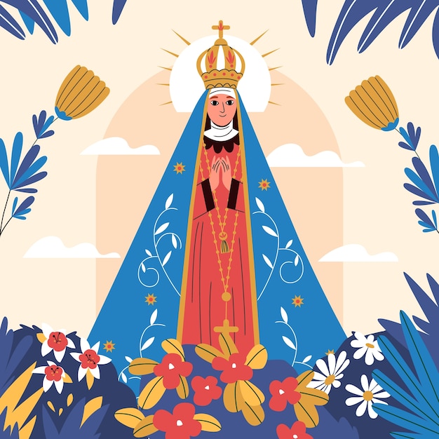 Gratis vector platte illustratie voor de dominicaanse republiek nuestra seoora de la altagracia