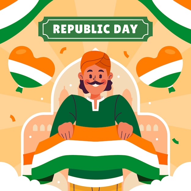 Gratis vector platte illustratie voor de indiase dag van de republiek vakantie
