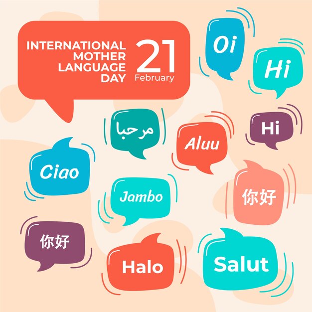 Gratis vector platte illustratie voor de internationale dag van de moedertaal