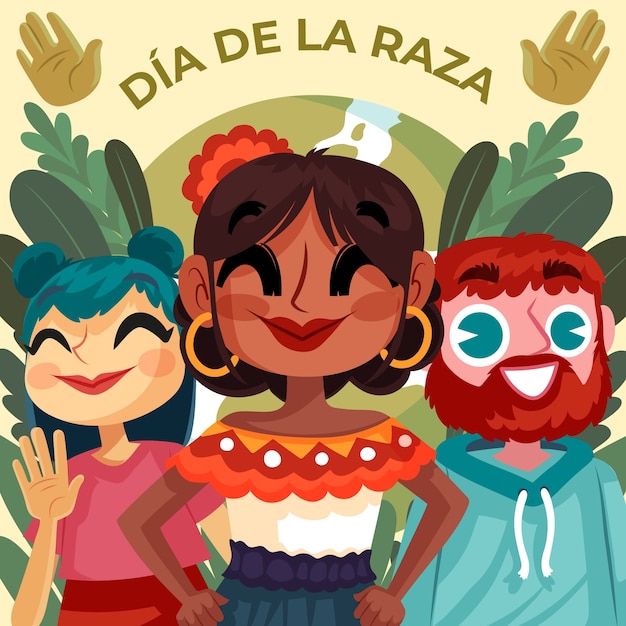 Platte illustratie voor de Spaanse Dia de la Raza viering