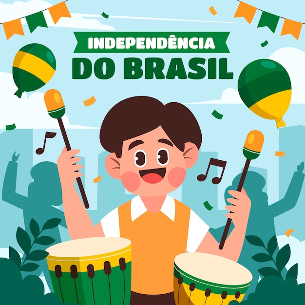 Gratis vector platte illustratie voor de viering van de braziliaanse onafhankelijkheidsdag