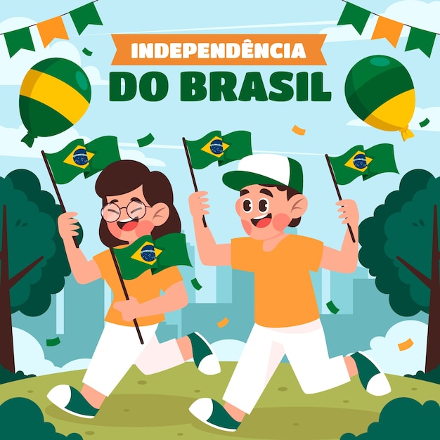 Gratis vector platte illustratie voor de viering van de braziliaanse onafhankelijkheidsdag